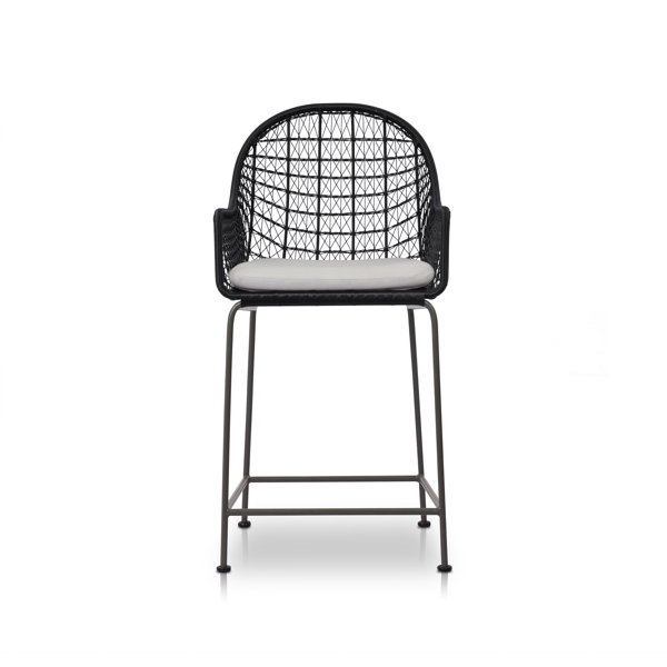 Bayou Breeze Anarae Iron Outdoor Stool with Cushion Wayfair